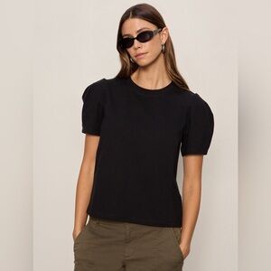 Sanctuary Black Puff Sleeve Tee Size L